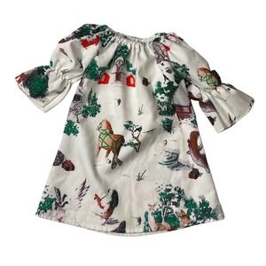 Toddler Girls Christmas Winter Wonderland Holiday Dress Bell Sleeve Boho Sz 2-3